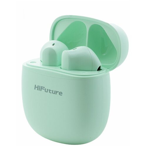 Беспроводные bluetooth наушники HiFuture TWS ColorBuds Green, блютуз гарнитура с микрофоном, наушники для iPhone/Android с зарядным футляром/кейсом