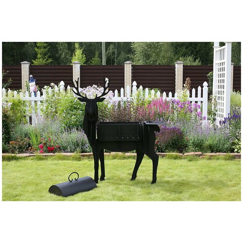 Мангал премиум Олень 102х35х144 из металла разборный /для дачи/складной/сталь/стационарный/ подарок мужчине/ гриль для дома и дачи, зона барбекю