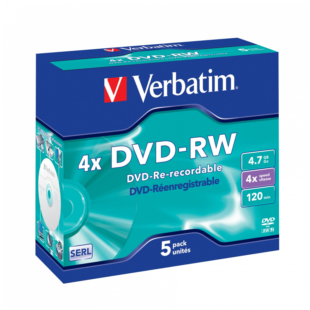 DVD-диск Verbatim 4.7 Gb 4x jewel case (5 шт)