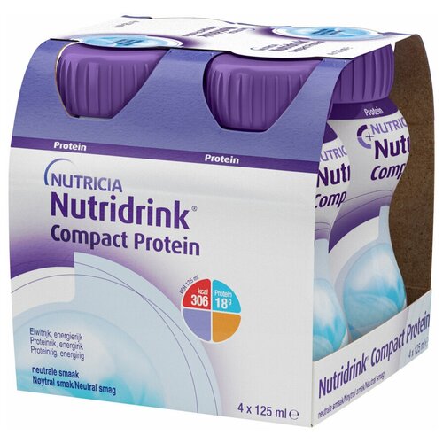 Nutridrink (Nutricia) Compact Protein, 4 шт., готовое к употреблению, 125 мл, клубника, 4 шт.