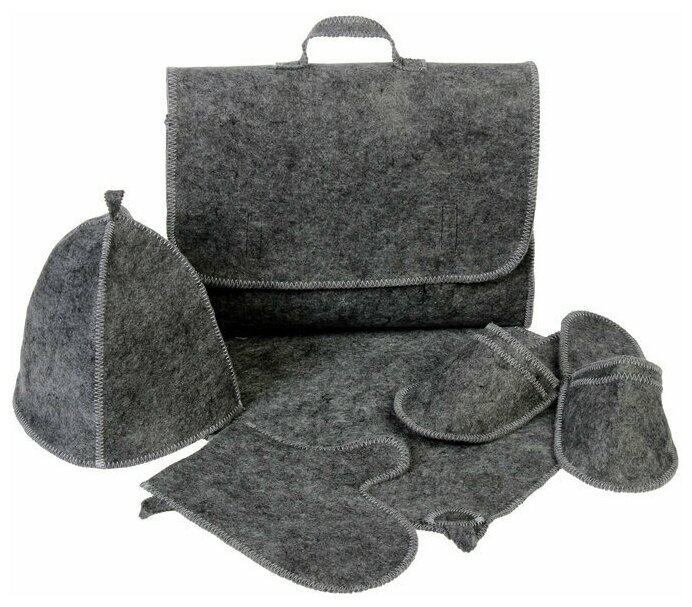 Набор банный "Мужской" портфель 5 предметов, серый, без вышивки, первый сорт 2822379 - фотография № 8