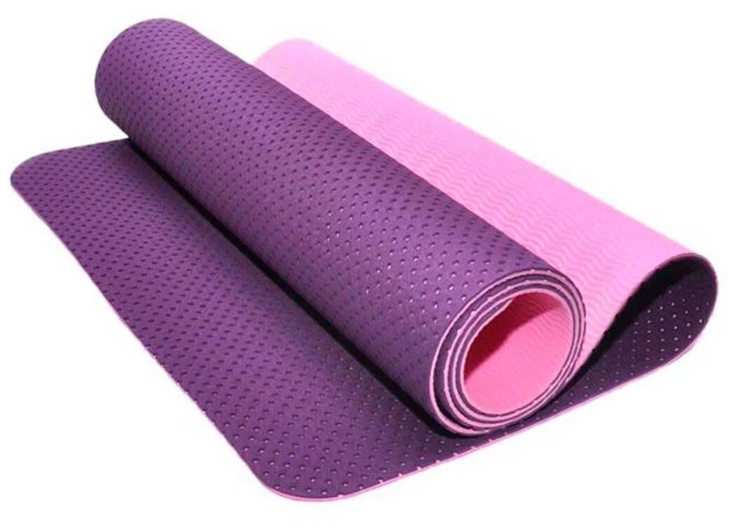 Коврик для фитнеса и йоги TJD-FO066 (Фиолетовый-розовый)