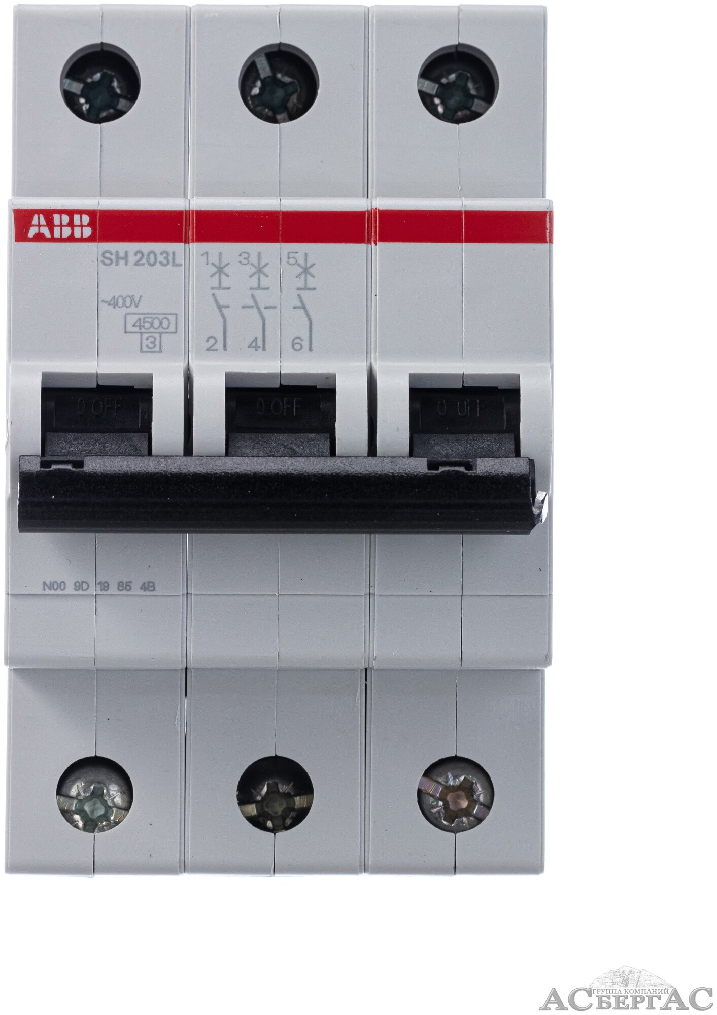 Автоматический выключатель ABB 3-полюсный SH203L C63 (автомат) - фотография № 1