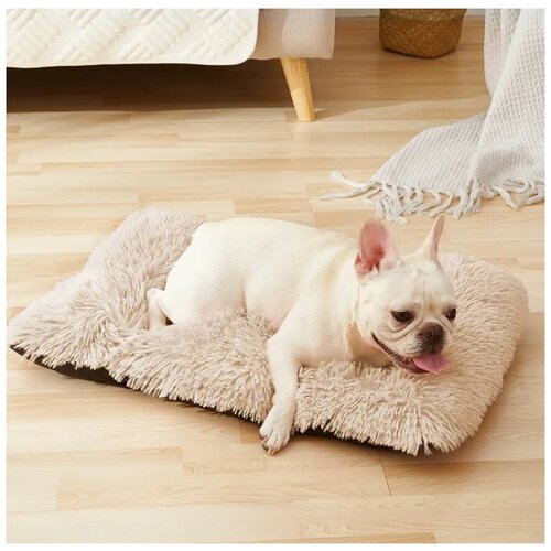 Плюшевый лежак матрас для кошек и собак S Темно-серый (53х38 см)