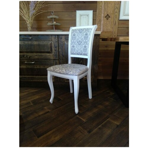 Стул Аврора массив дерева/белая эмаль /серебряная патина /текстиль