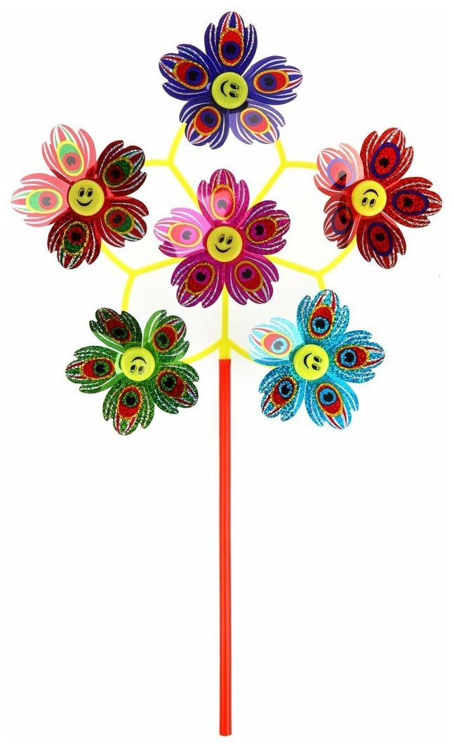 Вертушка Наша Игрушка Цветик с листочками 6 в 1, голограмма 53 см (636074)
