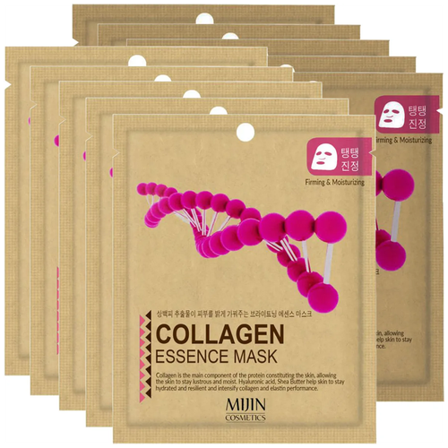 Увлажняющая тканевая маска для лица с коллагеном Mijin Cosmetics Essence Mask Collagen, 10 шт