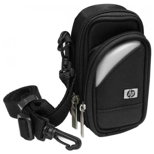 Чехол для фотокамеры HP L1815A черный текстиль. Фиксация на поясном ремне плечевой ремень внешний карман на молнии
