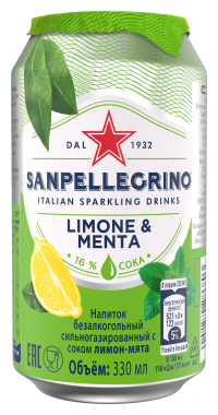 Напиток San Pellegrino Лимон Мята 330 мл ж/б Упаковка 24 шт - фотография № 2