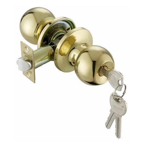 Ручка-защелка кноб дверная с замком ЗШ-01 (ключ/фиксатор) круглая поворотная, для межкомнатной двери/Комплект ручек для межкомнатных дверей