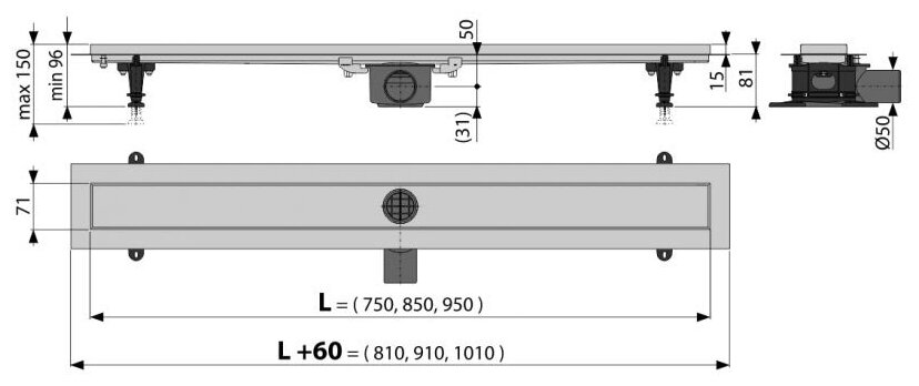 Лоток душевой Alcaplast APZ13-850 DOUBLE9 / Водоотводящий желоб с двухсторонней решеткой DOUBLE /Трап душевой Alcaplast Alcadrain - фотография № 8