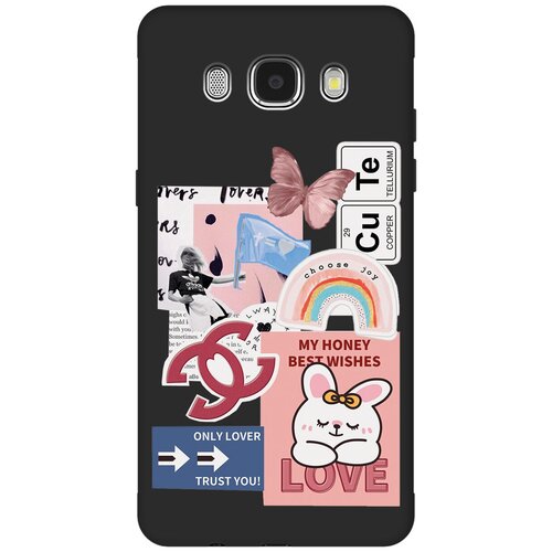 Матовый чехол Cute Stickers для Samsung Galaxy J5 (2016) / Самсунг Джей 5 2016 с 3D эффектом черный матовый чехол bull shit для samsung galaxy j5 2016 самсунг джей 5 2016 с 3d эффектом черный