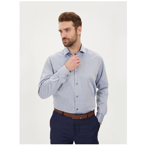 фото Рубашка мужская длинный рукав greg 323/111/8179/1_gb, прямой силуэт / сlassic fit, цвет серый, рост 174-184, размер ворота 41