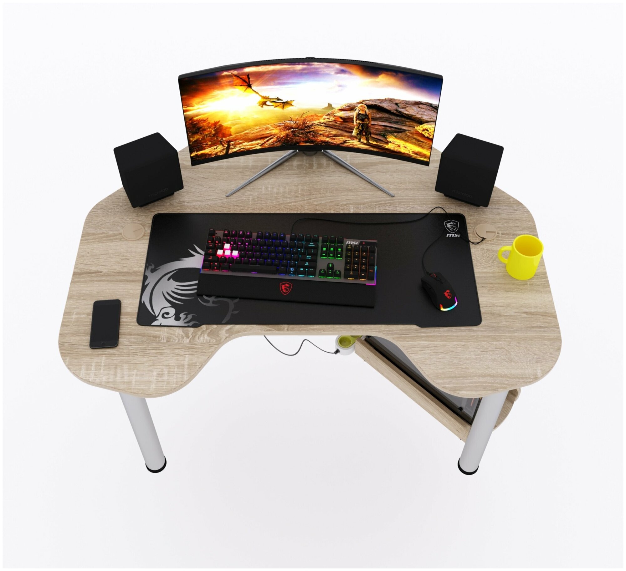 Угловой компьютерный стол "Угол", 140x87x75 см, дуб сонома