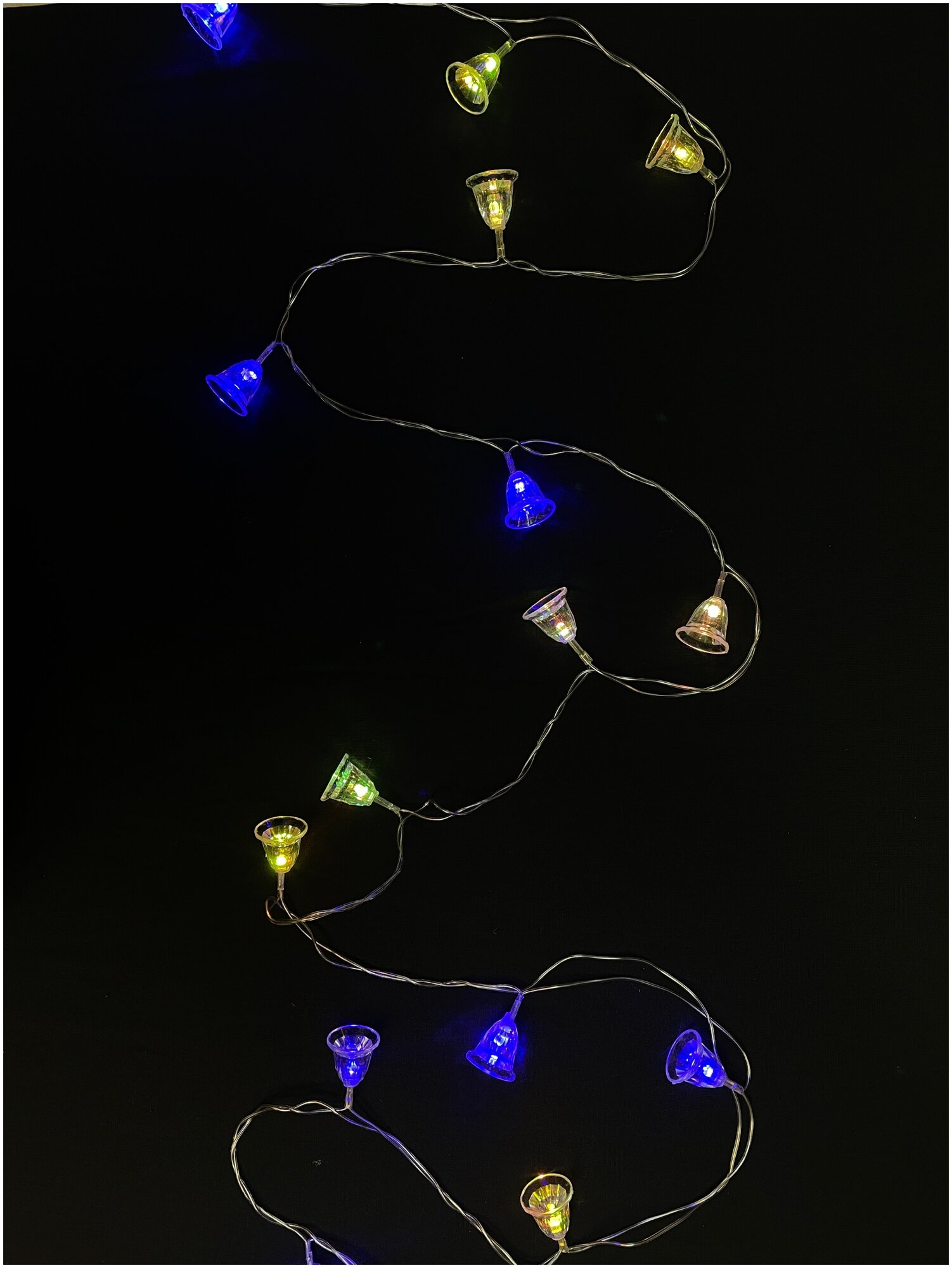 Гирлянда нить колокольчики на елку, стену, 2,8м, разноцветная, новогодняя, светодиодная