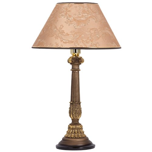 Настольная лампа BOGACHO Колонна испанская бронзовая со светло-коричневым абажуром Каледония