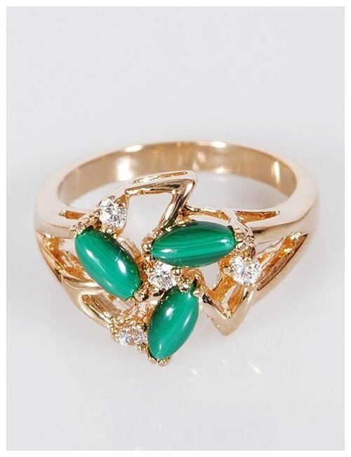 Кольцо помолвочное Lotus Jewelry, малахит, размер 18, зеленый