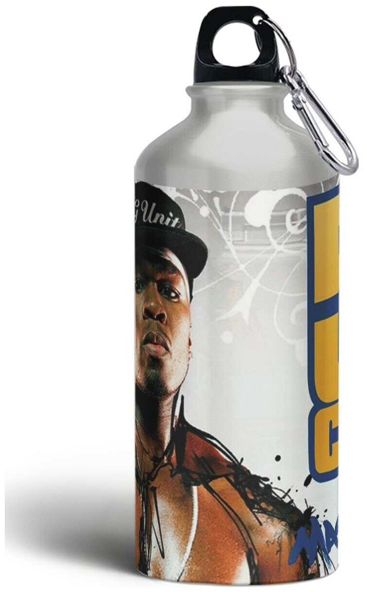 Бутылка спортивная,туристическая фляга, 500мл с карабином 50 Cent - 1