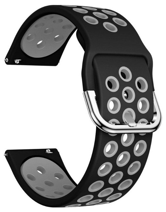 Силиконовый ремешок для часов Sаmsung Galaxy watch/Amazfit Pace/Stratos 1/2/2s/GTR 47 мм/Sport Watch 22 мм черный с серым.