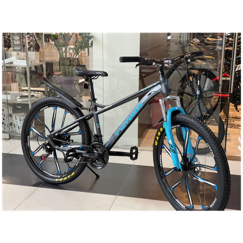 Горный велосипед на литых дисках Tenox 26'' серый/голубой