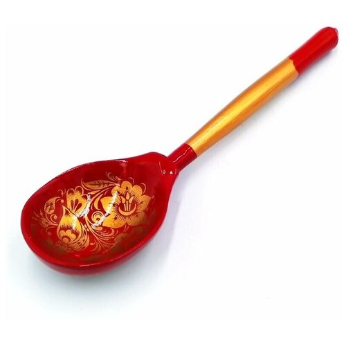 Хохлома Ложка Кудринская малая сувенирная деревянная 14см, расписная посуда, кухонный, русский подарок, для дома, интерьера, декора, маме, подруге