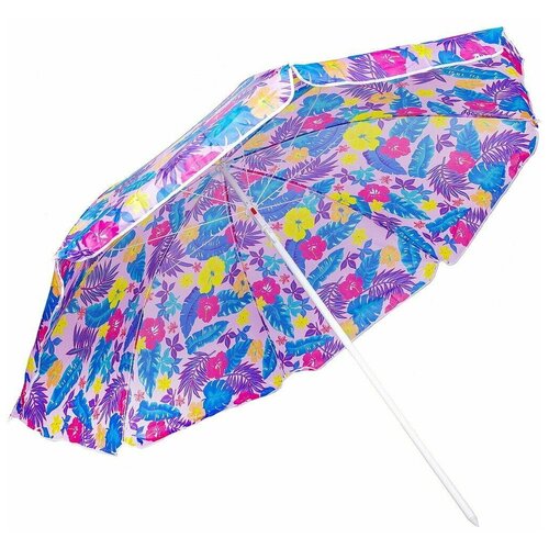 Зонт пляжный 200 см, с наклоном, 8 спиц, металл, Яркие цветы, LG09