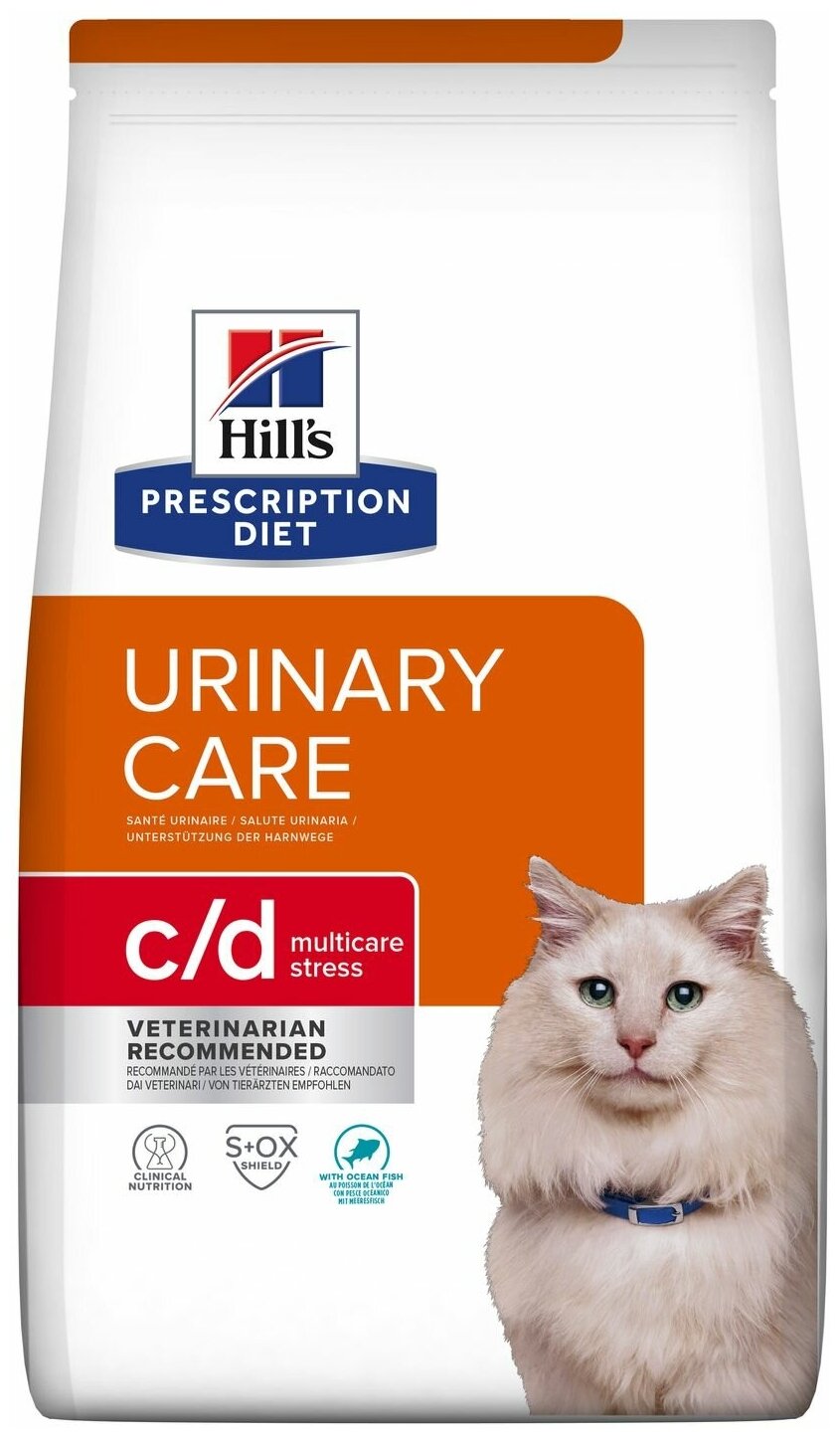 Сухой диетический корм для кошек Hill's Prescription Diet c/d Multicare Urinary Stress при профилактике цистита и мочекаменной болезни (мкб), в том числе вызванные стрессом, с океанической рыбой, 400г