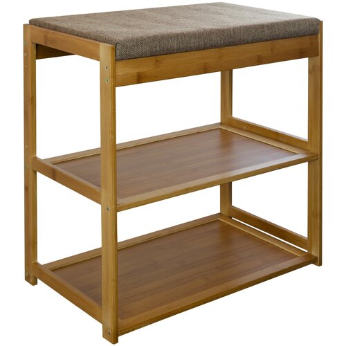 Полка для обуви с сидением / обувница из бамбука 48х29х48 см