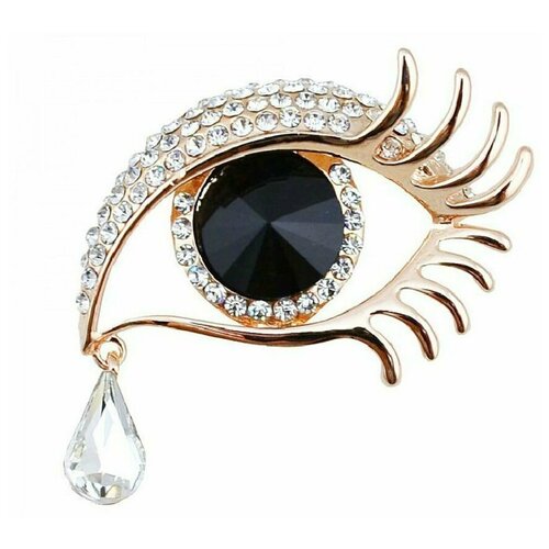 Брошь TASYAS Кристальный глаз черно-золотой