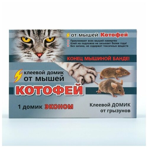 Клеевой домик от грызунов Котофей, евро, 1 шт средство от мышей котофей домик клеевой