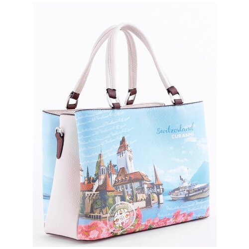 фото Сумка женская кожаная сэтчел curanni на двух ручках с принтом швейцария, сумка женская на плечо натуральная кожа, женская сумка из натуральной кожи