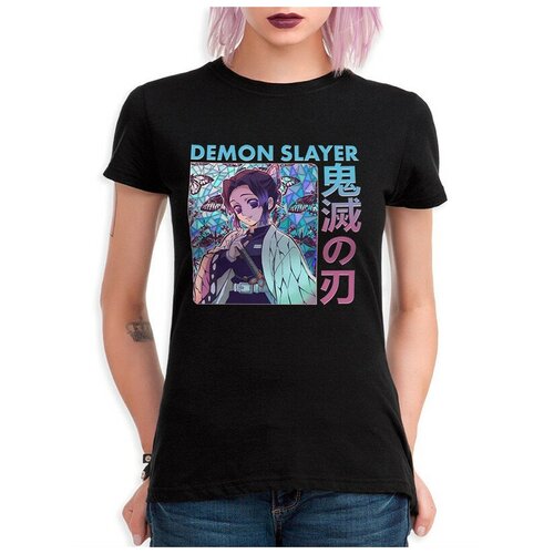 Футболка Dreamshirts Studio Клинок, рассекающий демонов / Demon Slayer / Аниме / Женская Черная 3XL