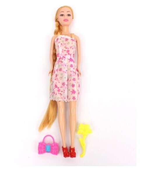 Кукла в розовом платье с длинными волосами. арт. 2072656