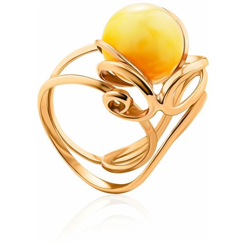 фото Amberholl оригинальное кольцо из золочённого серебра и янтаря медового цвета «валенсия»