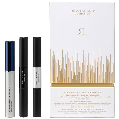 RevitaLash лимитированная коллекция (для бровей) FAN FAVORITE COLLECTION FOR BROWS (RevitaBrow Advanced, 3.0 мл +Double-Ended Volume Set, 5 мл + Hi-Def Brow Gel - Soft Brown + Dark Brown, 5 мл 3 мл + 5 мл + 5 мл