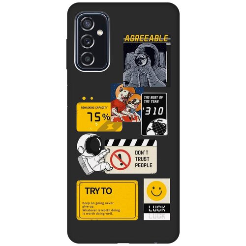 Матовый чехол Space Stickers для Samsung Galaxy M52 5G / Самсунг М52 с 3D эффектом черный матовый чехол на samsung galaxy m52 5g самсунг м52 soft touch желтый