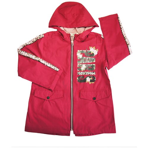 фото Ветровка (парка) "paris" с капюшоном для девочки, mdm midimod gold, размер 116, вишня