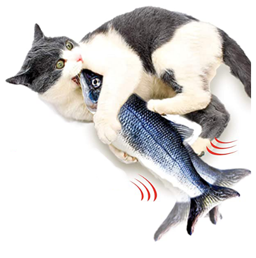 Интерактивная рыбка рыба для кошек собак с виляющим подвижным хвостом дразнилка кусалка для животных + заводная мышь мышка - фотография № 3
