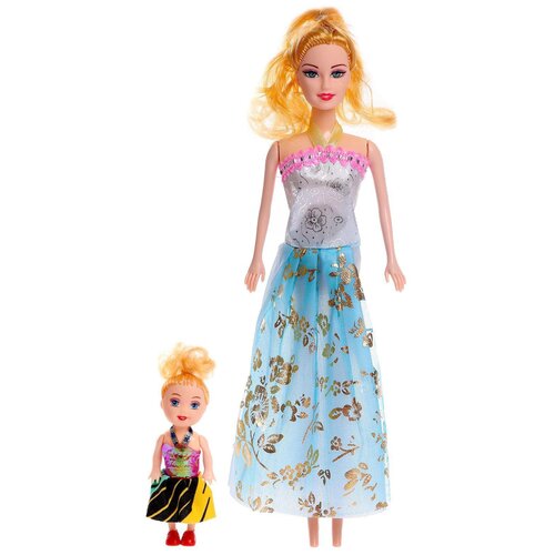 Кукла Сима-ленд «Вика» с малышкой и набором платьев, 27 см, 4411798 бежевый