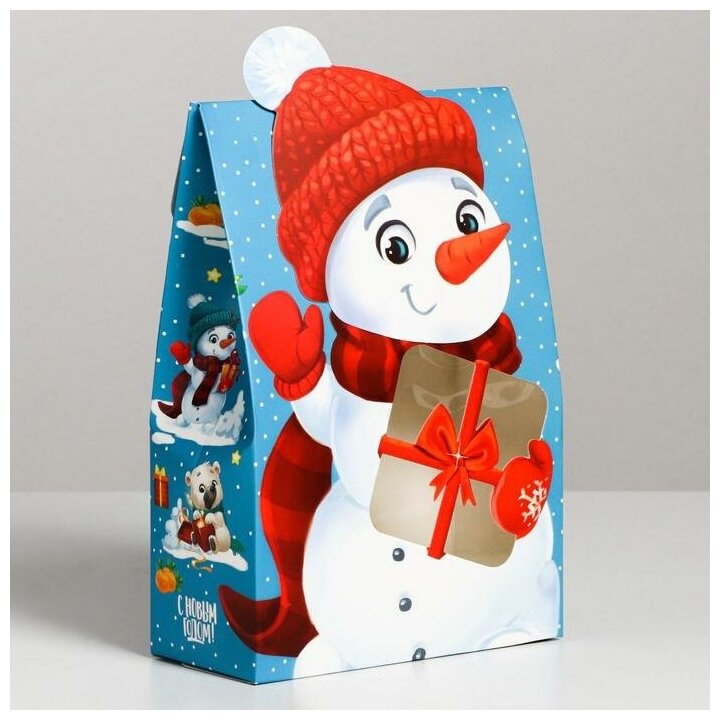 Коробка складная «Снеговик» 15 × 7 × 22 см