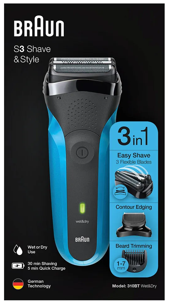 Электробритва Braun Series 3 Shave & Style 310BT, black/blue