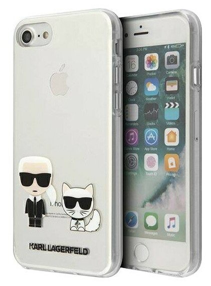 Чехол Karl Lagerfeld Ikonik Karl & Choupette Hard для iPhone 7/8/SE 2020, прозрачный