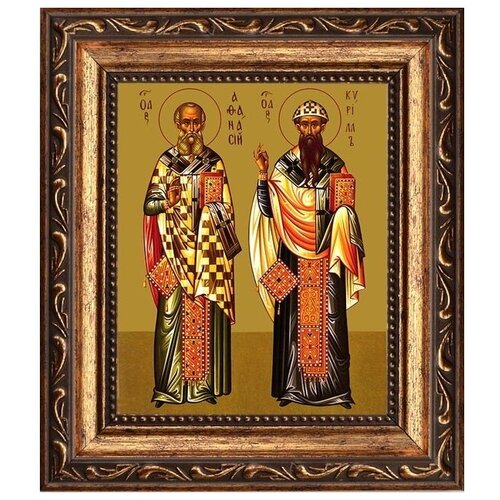 Афанасий и Кирилл Александрийские. Икона на холсте.