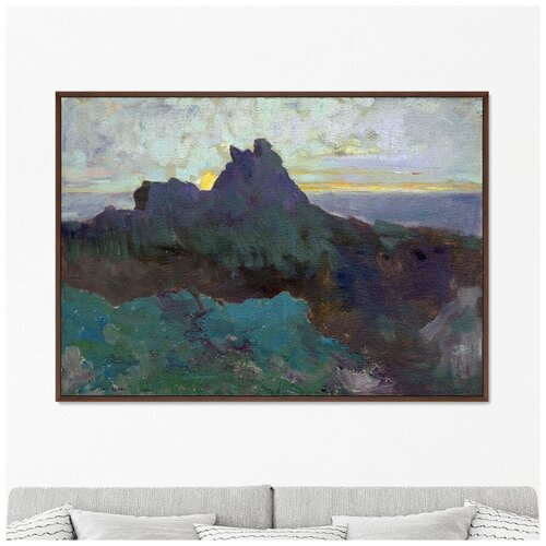 фото Репродукция картины на холсте rocky peak, 1875г. размер картины: 75х105см картины в квартиру