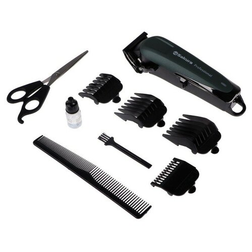 Машинка для стрижки Sakura SA-5179BL Professional 3-12 мм 4 насадки АКБ220 В зеленая 191900₽