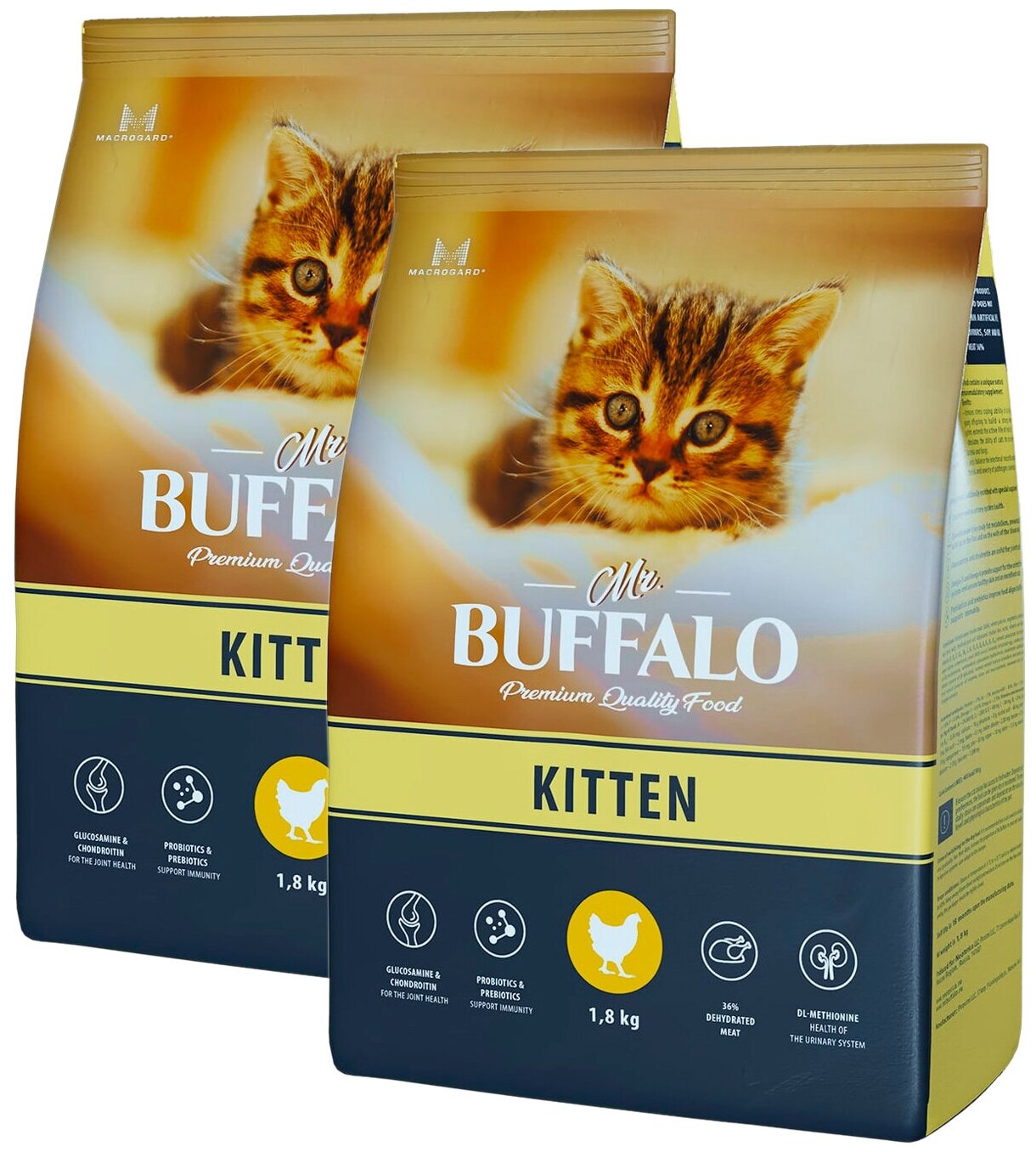 MR.BUFFALO KITTEN для котят с курицей (1,8 + 1,8 кг)
