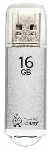 Флеш-диск 16 GB SMARTBUY V-Cut USB 2.0 металлический корпус серебристый, 2 шт