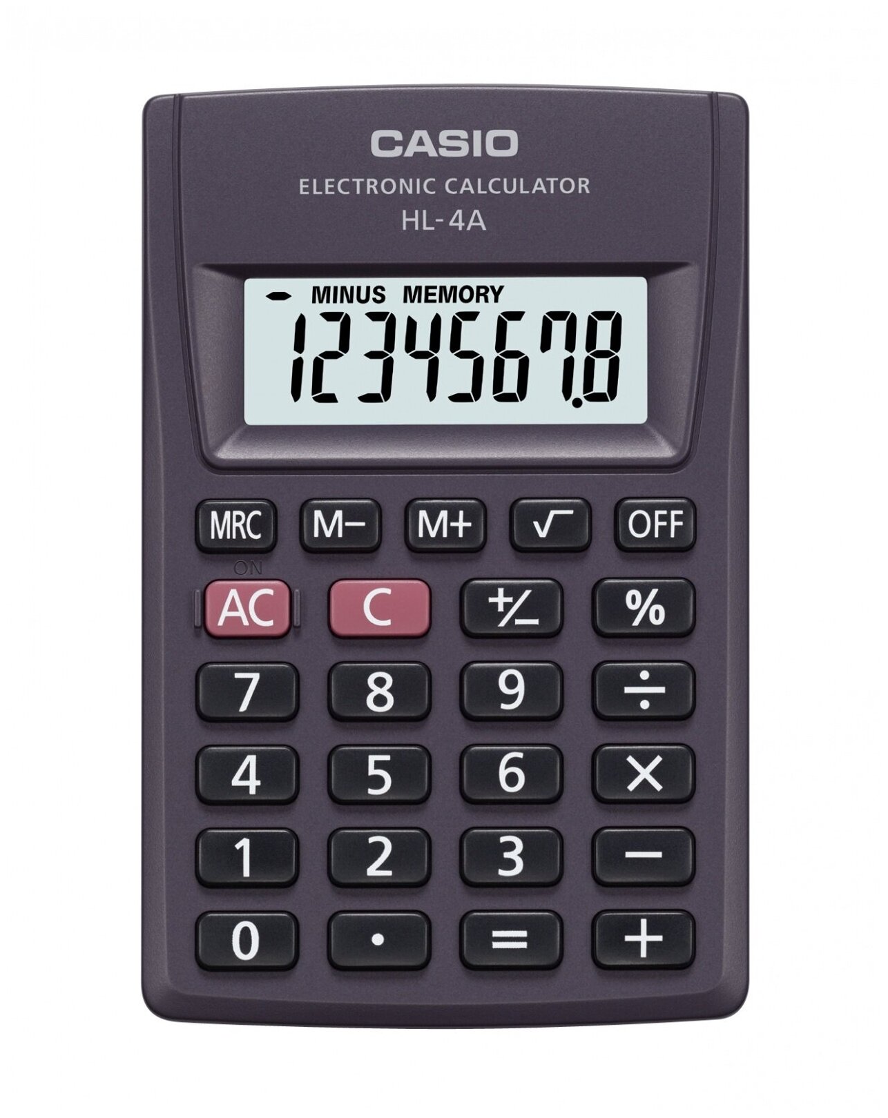 Калькулятор карманный Casio 8 разрядный, крупный дисплей (HL-4A)