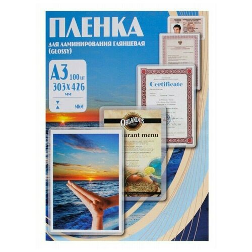 Пленка для ламинирования Office Kit A3 303x426мм 60мкм 100шт глянцевая PLP10025 пленка для ламинирования office kit a3 303x426мм 80мкм 100шт глянцевая plp10330