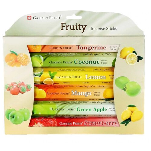 Подарочный набор благовоний GARDEN FRESH Fruity (Фруктовый), 6 упаковок по 20 палочек